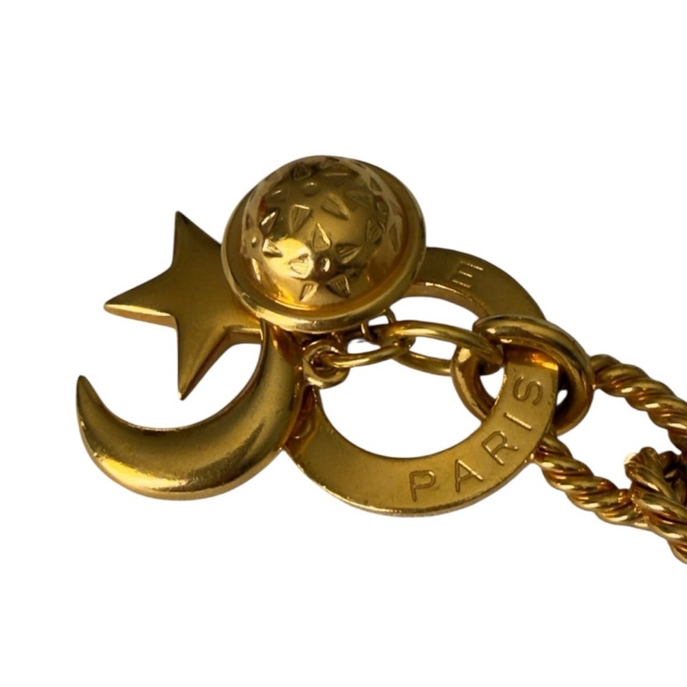 Celine Vintage Gold Tone Charm Bracelet Moon Star Toggle Rope Chain ✨Super Rare✨ - Picture 3 of 5